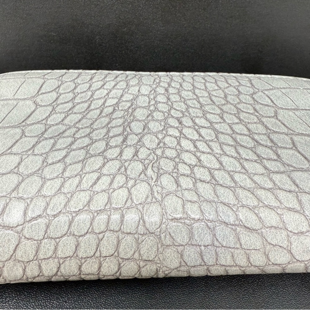 Gray Textured Crocodile Embossed Wristlet Wallet - Picture 5 of 5